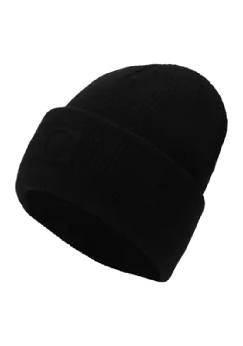 Embossed C Knit Beanie