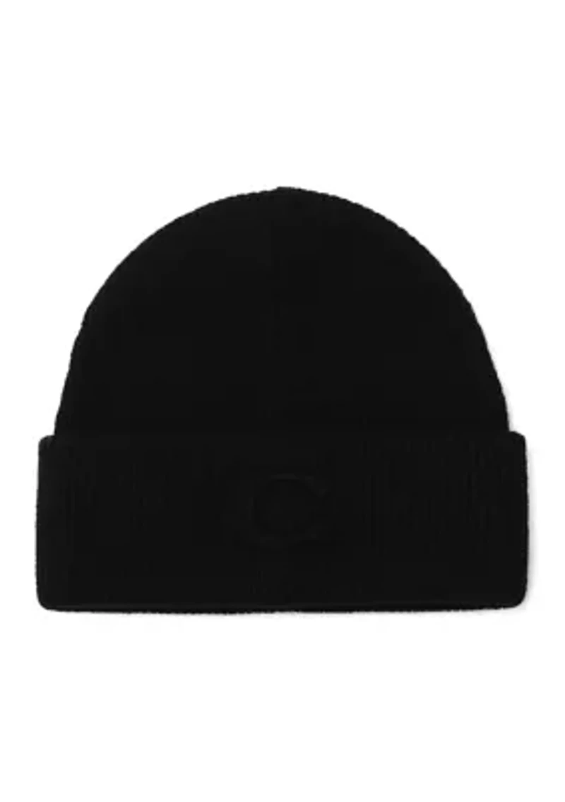 Embossed C Knit Beanie