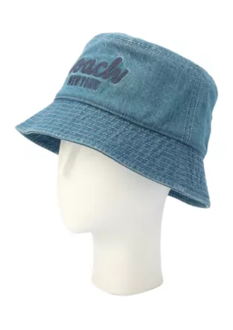 Script Denim Bucket Hat