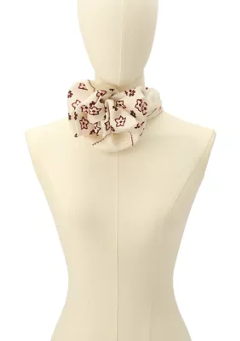 Western Floral Printed Silk Square Scarf