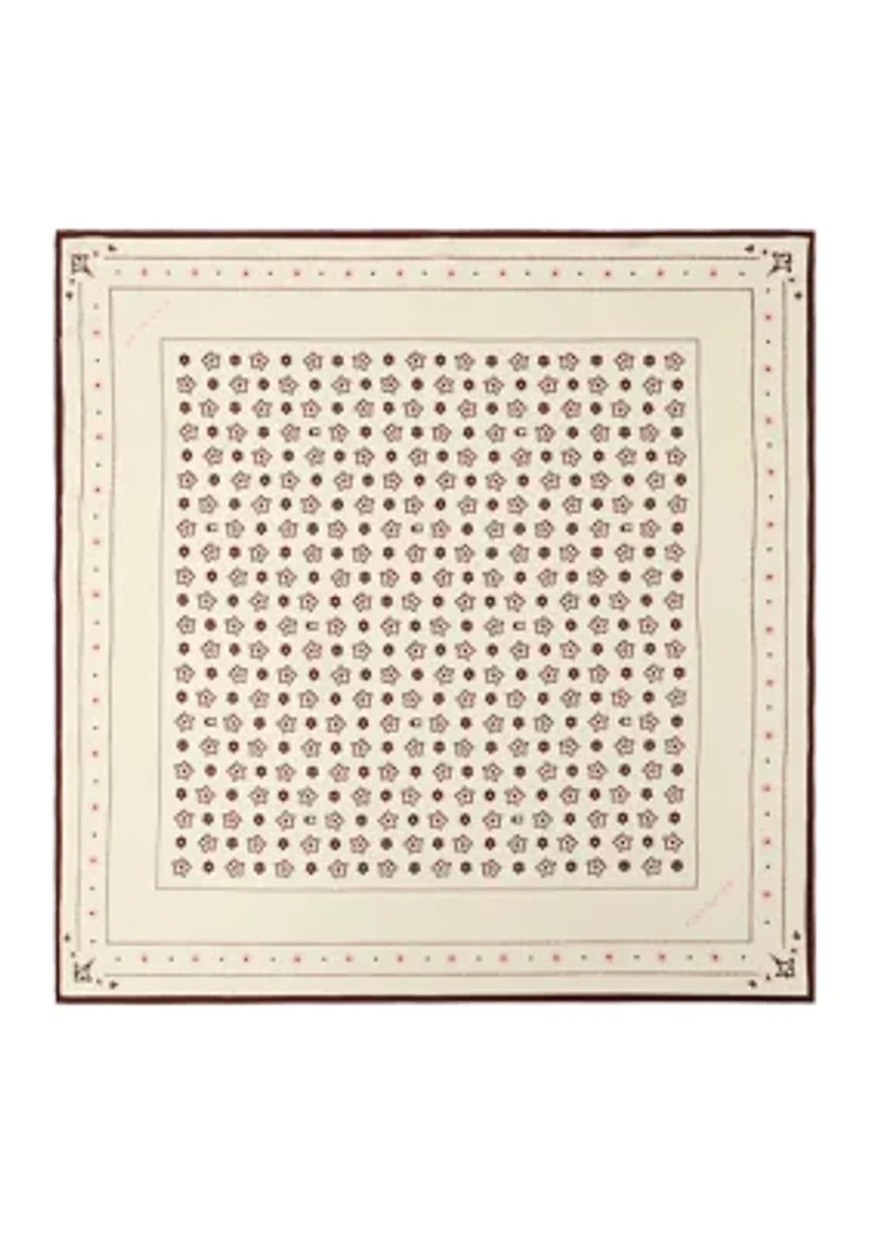 Western Floral Printed Silk Square Scarf