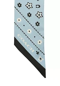 Western Floral Printed Silk Skinny Wrap