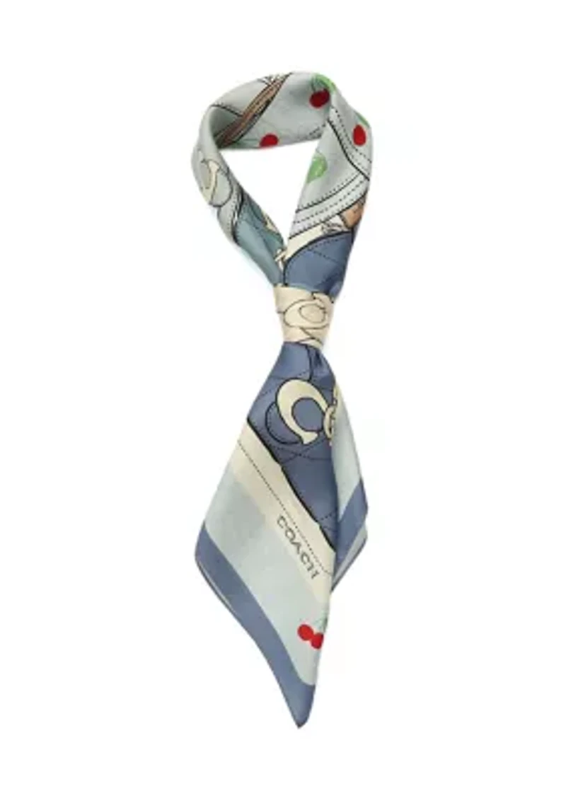 Tabby Cherry Printed Silk Square
