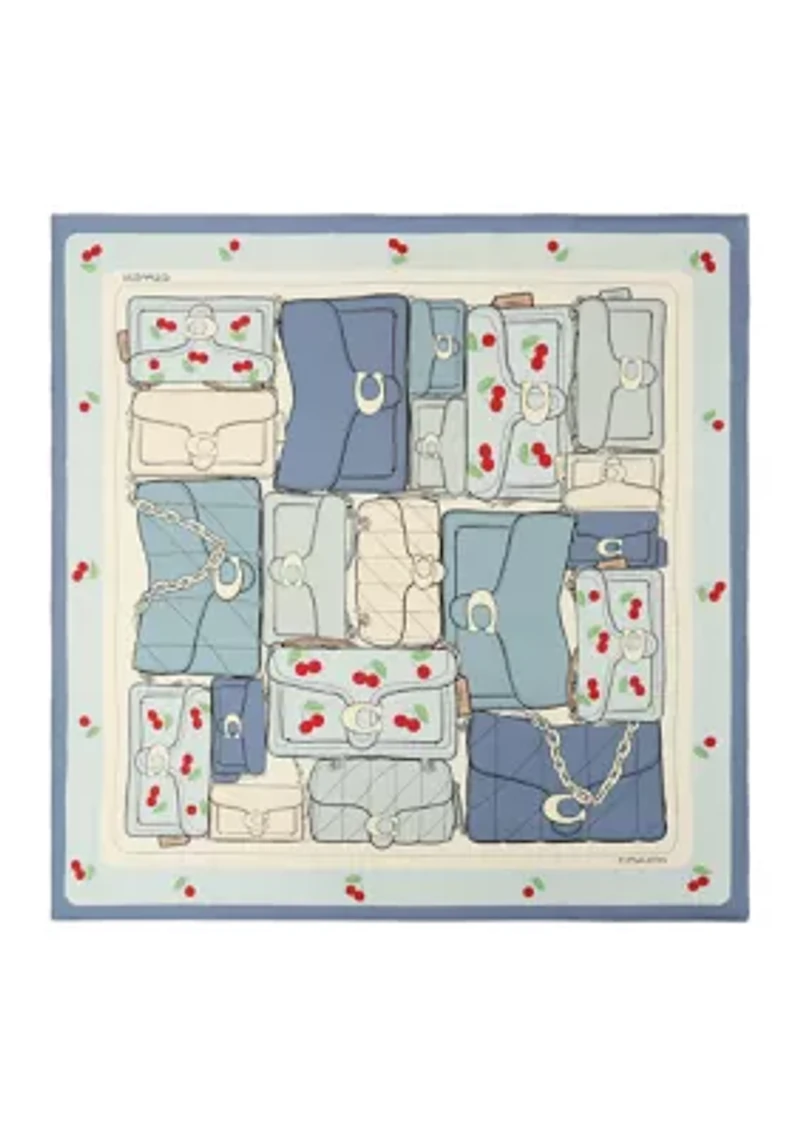 Tabby Cherry Printed Silk Square