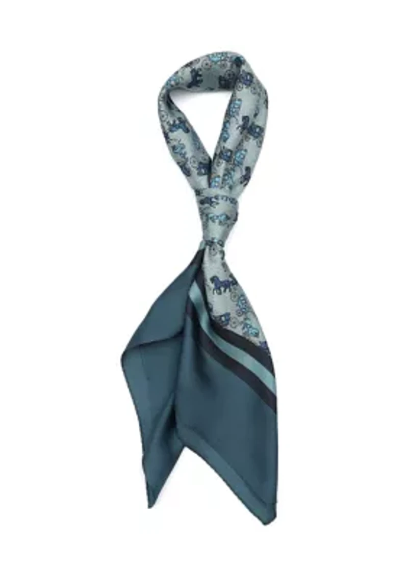 Horse and Carriage Printed Silk Square Scarf