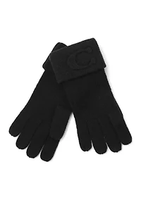 Embossed C Knit Gloves