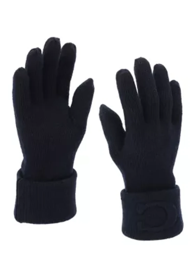 Embossed C Knit Gloves