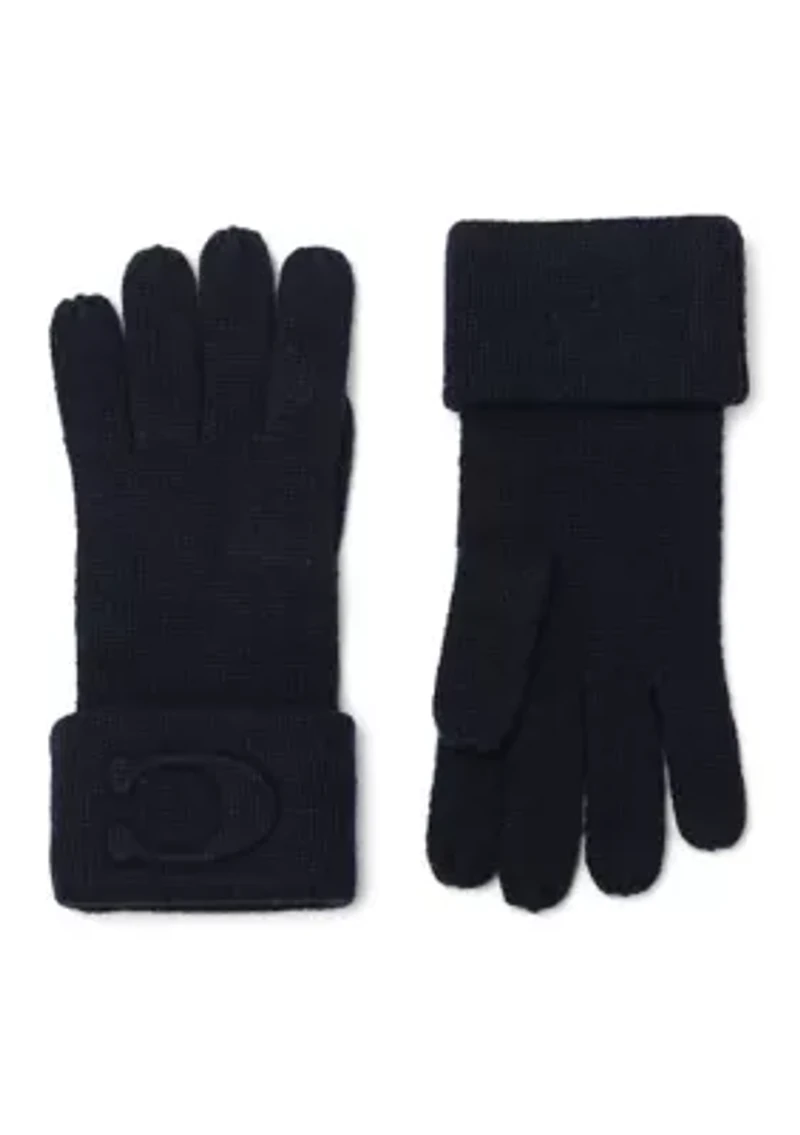 Embossed C Knit Gloves