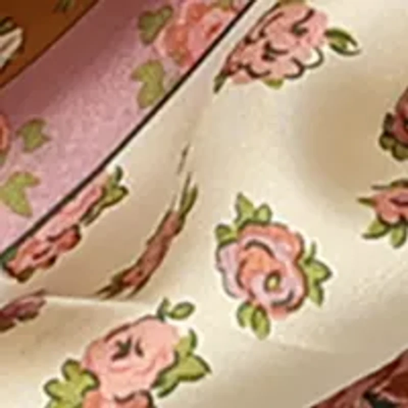 Tea Rose Printed Silk Square Scarf 