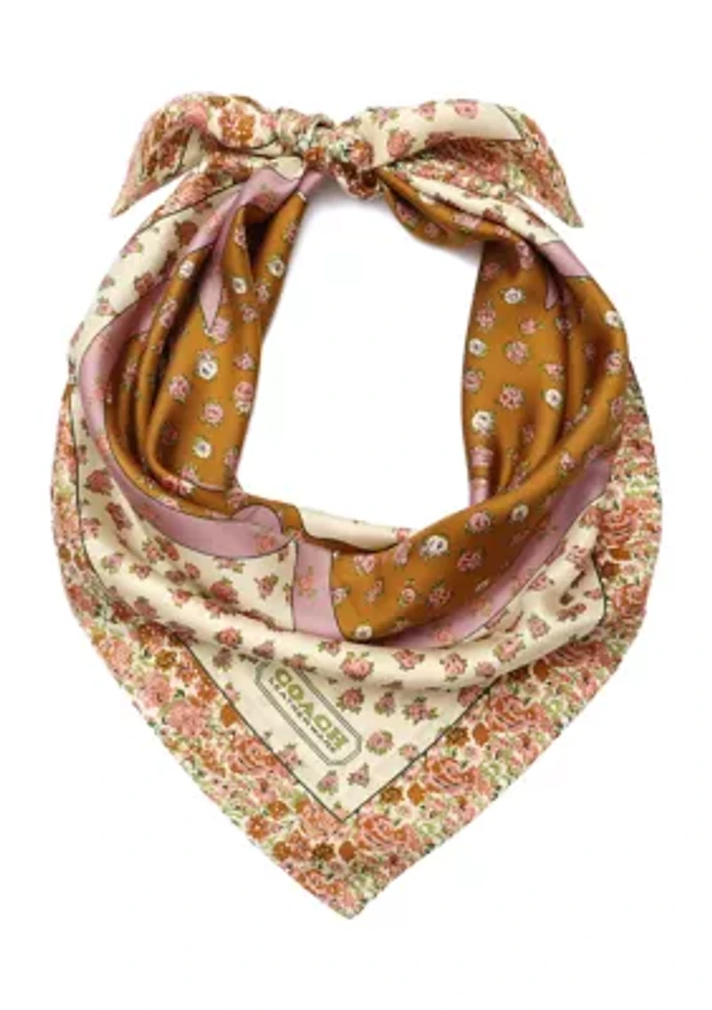 Tea Rose Printed Silk Square Scarf 