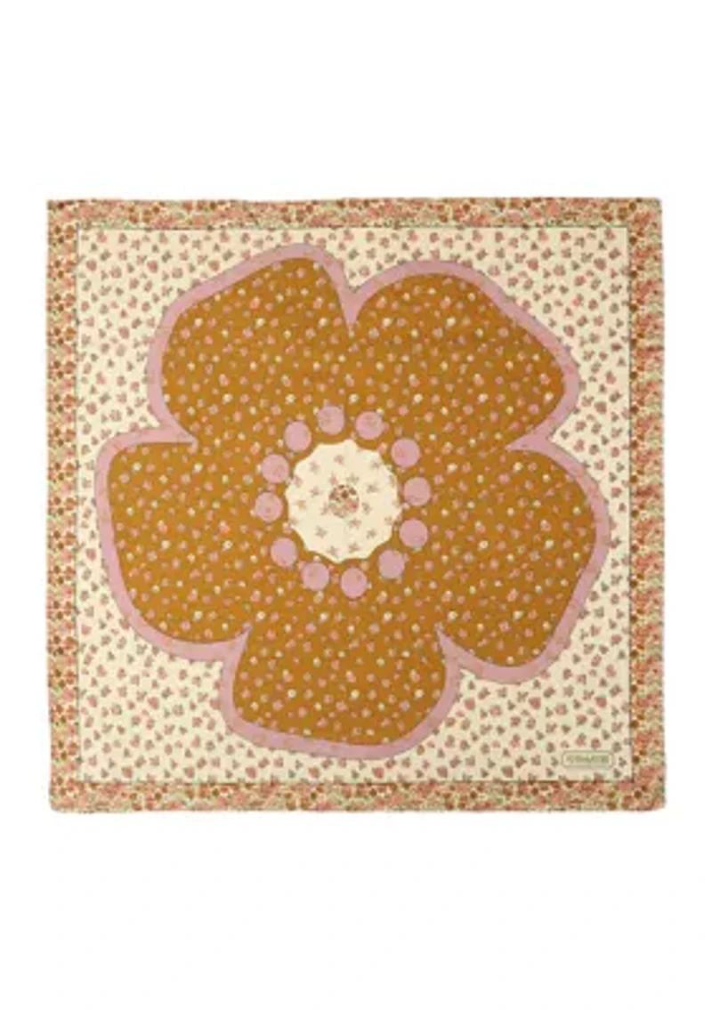 Tea Rose Printed Silk Square Scarf 