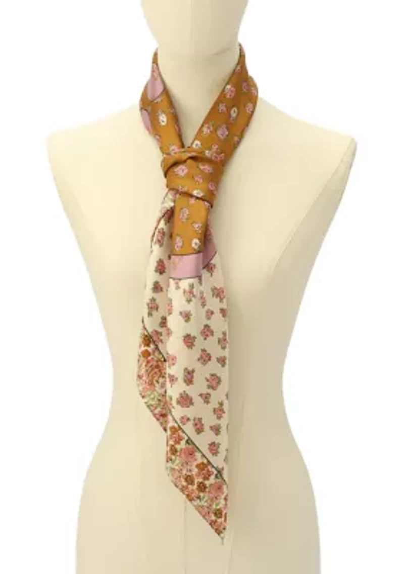 Tea Rose Printed Silk Square Scarf 