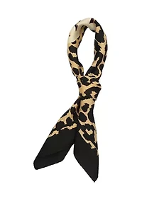 Script Leopard Printed Silk Bandana Scarf