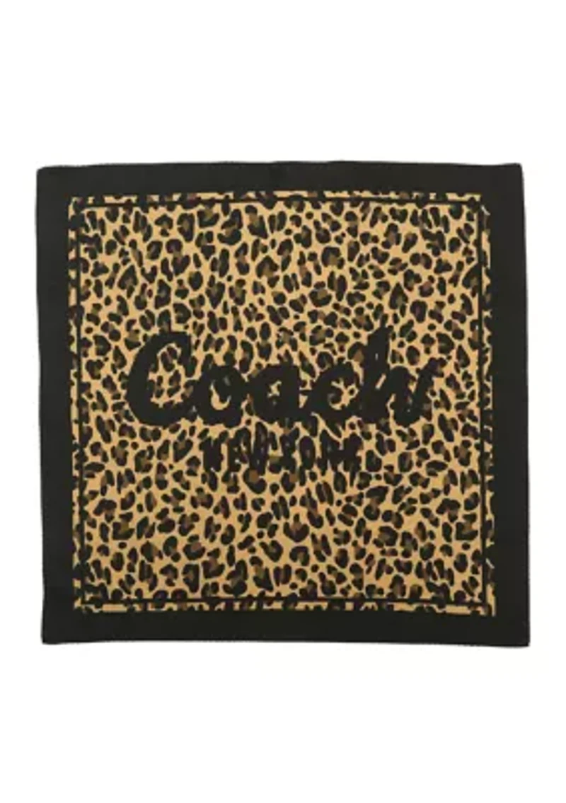 Script Leopard Printed Silk Bandana Scarf