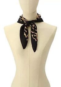 Script Leopard Printed Silk Bandana Scarf