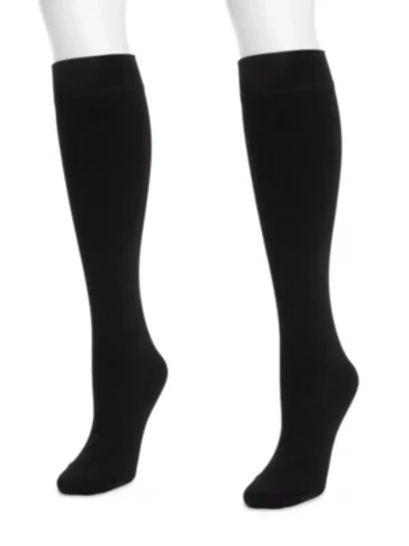 Womens 2 Pack Fleece Lined Knee High Socks