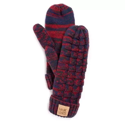 Womens Patch Pom Mittens