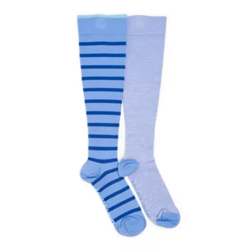 Women's 2 Pair Pack Nylon Compression Knee High Socks