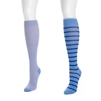Women's 2 Pair Pack Nylon Compression Knee High Socks