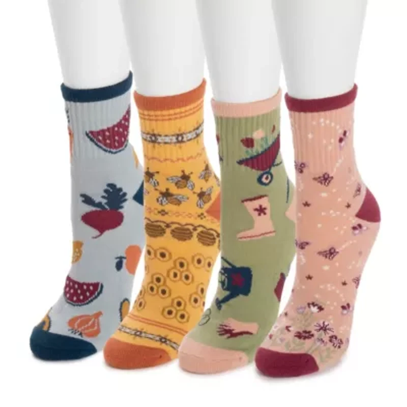 Women's 4 Pk QTR Crew Novelty