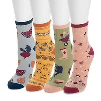 Women's 4 Pk QTR Crew Novelty