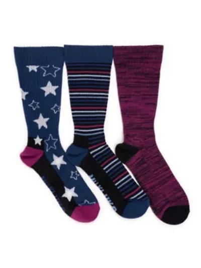 Women's 3 Pack Cotton Compression Crew Socks