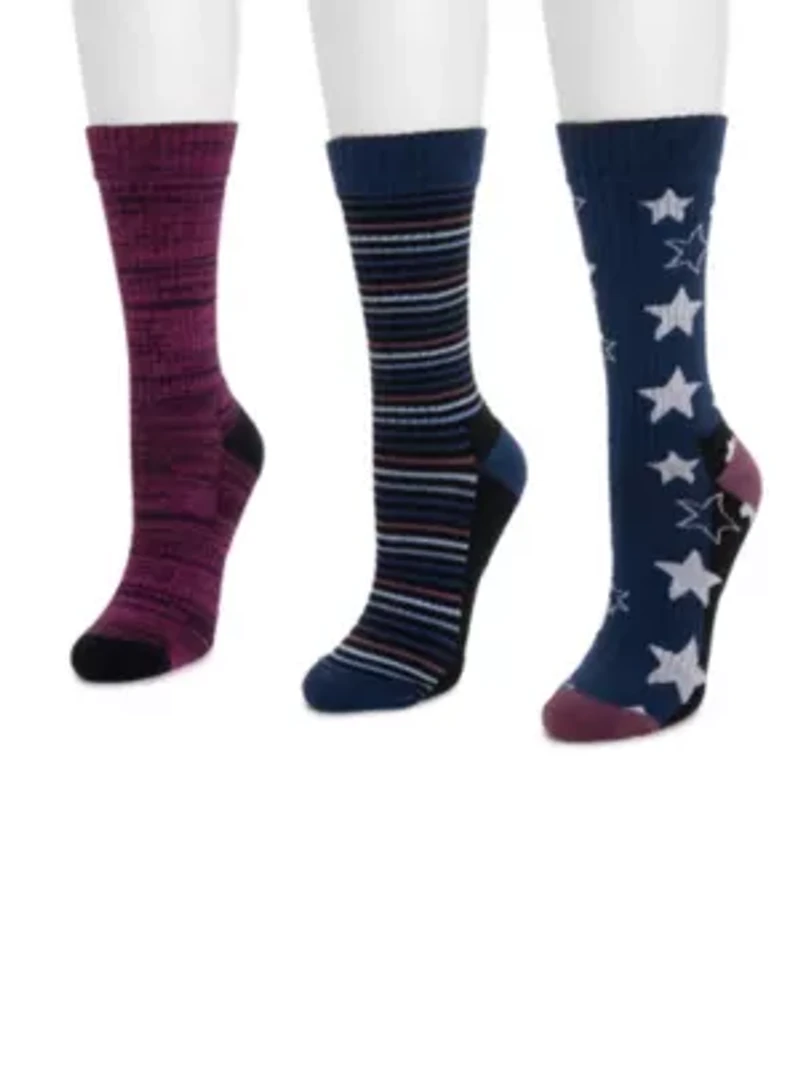 Women's 3 Pack Cotton Compression Crew Socks