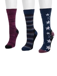 Women's 3 Pack Cotton Compression Crew Socks