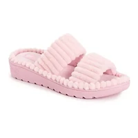 Women's Double Strap Slide-Cloud Ribbed Terry Slipper