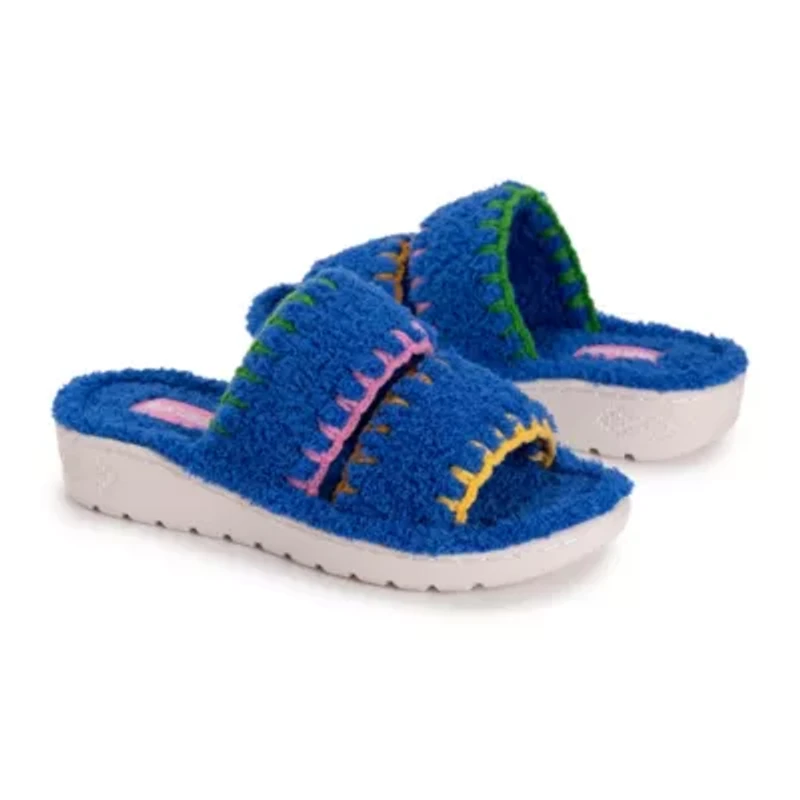 Women's Double Strap Slide-Cloud Ribbed Terry Slipper