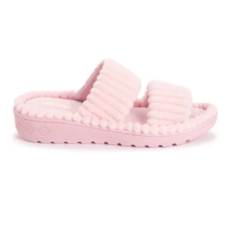 Women's Double Strap Slide-Cloud Ribbed Terry Slipper