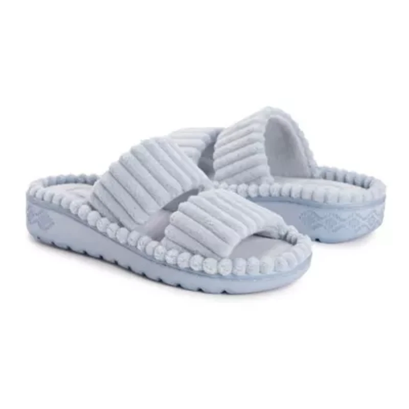 Women's Double Strap Slide-Cloud Ribbed Terry