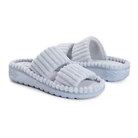 Women's Double Strap Slide-Cloud Ribbed Terry
