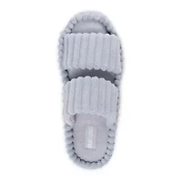 Women's Double Strap Slide-Cloud Ribbed Terry