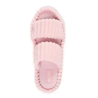 Women's Double Strap Slide-Cloud Ribbed Terry Slipper