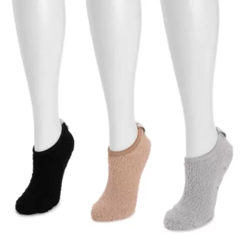 Women's 3 pk Low Cut Cozy Socks-Grippers