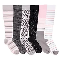 Women's 6 Pack Nylon Compression Knee-High Socks