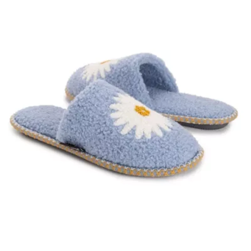 Women's Novelty Sherpa Scuff with Flowers