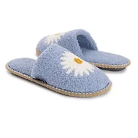 Women's Novelty Sherpa Scuff with Flowers