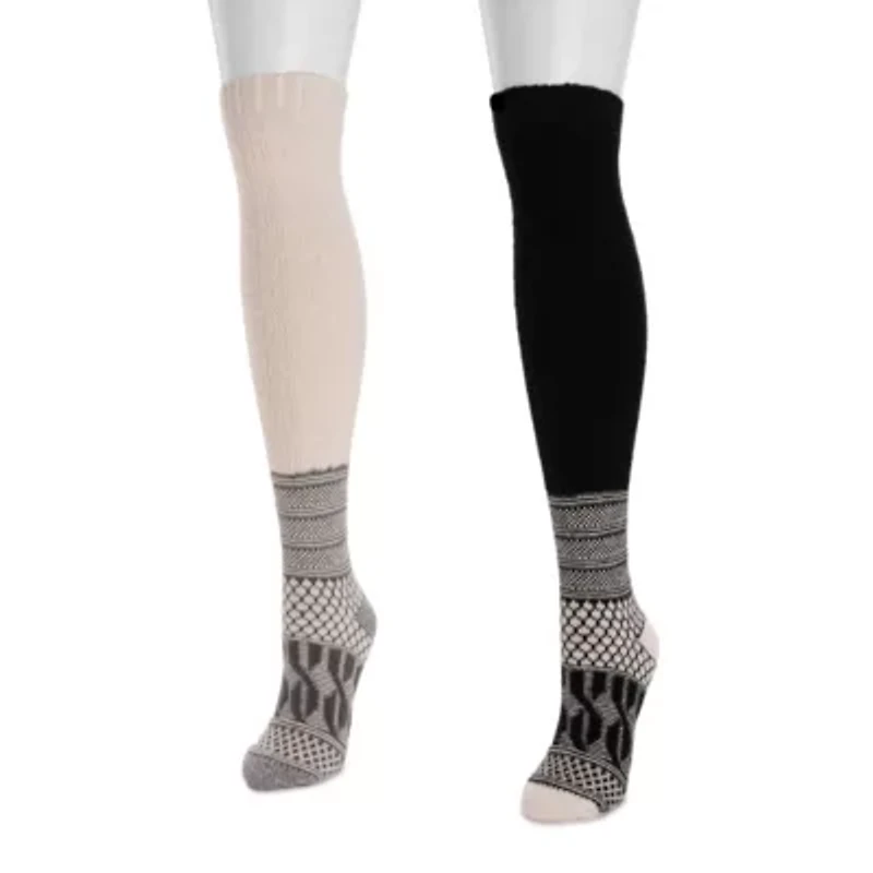 Patchwork Texture Over-The-Knee Socks 2 Pack