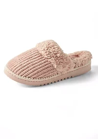 Sherpa Trim Chenille Slippers
