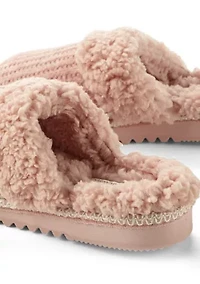 Sherpa Trim Chenille Slippers