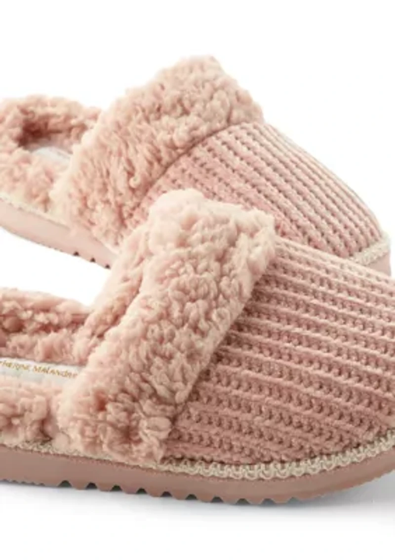Sherpa Trim Chenille Slippers