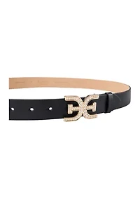 Dress Pearl Plaque Logo Buckle Fashion Belt