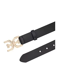 Dress Pearl Plaque Logo Buckle Fashion Belt
