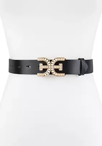 Dress Pearl Plaque Logo Buckle Fashion Belt