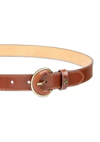 Leather Inset Harness Buckle Slim Fashion Belt