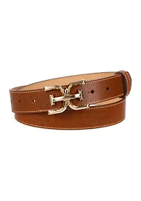 Casual Plaque Logo Buckle Belt
