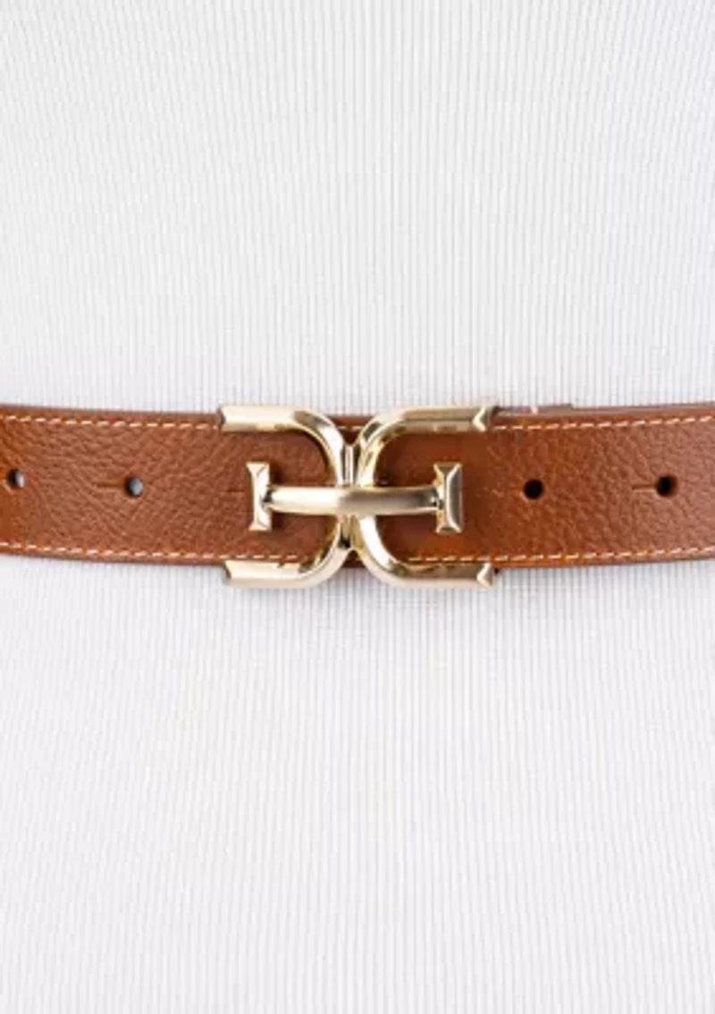 Casual Plaque Logo Buckle Belt