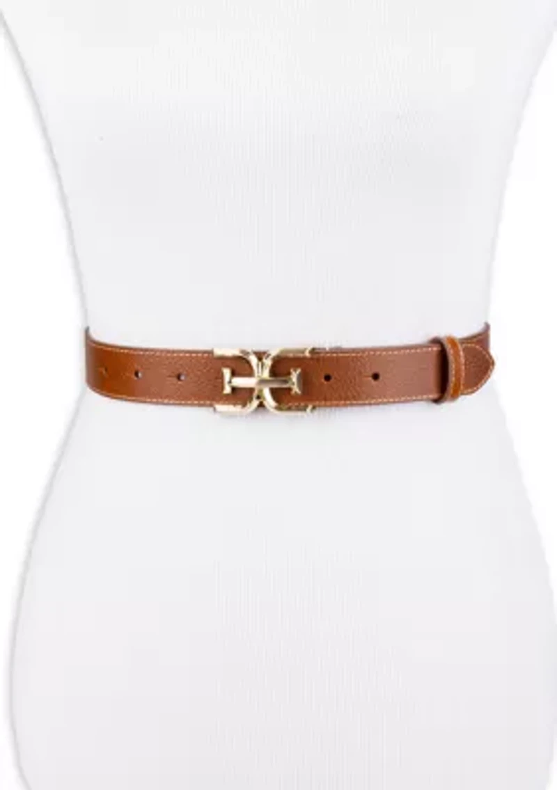 Casual Plaque Logo Buckle Belt